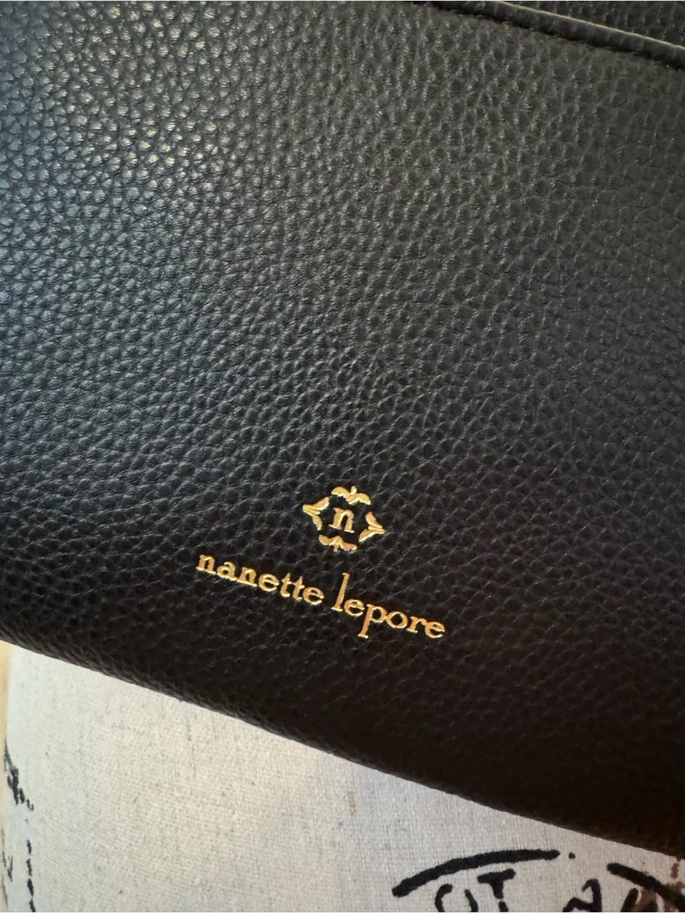 Nanette Lepore Black Pebbled Crossbody Bag Gold Hardware